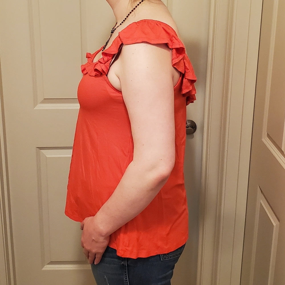 NWT TORRID Orange Ruffle Tank - Picture 7 of 9